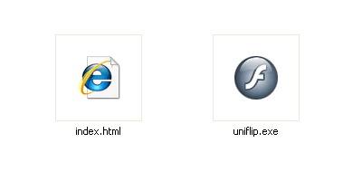 Benyt enten uniflip.exe filen til PC eller uniflip.hqx til MAC.
