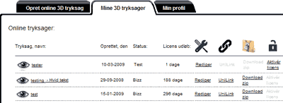 Her tildeler du licens til din 3D tryksag.