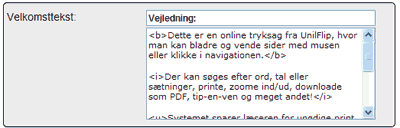 Skriv din helt egen velkomsttekst til din online tryksag.