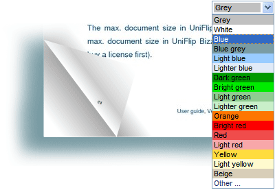 Vælg selv baggrundsfarven på din 3D online bladre tryksag.