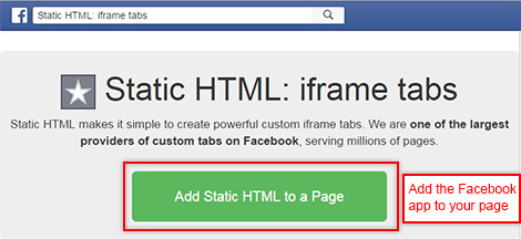 Installer Static HTML app til Facebook